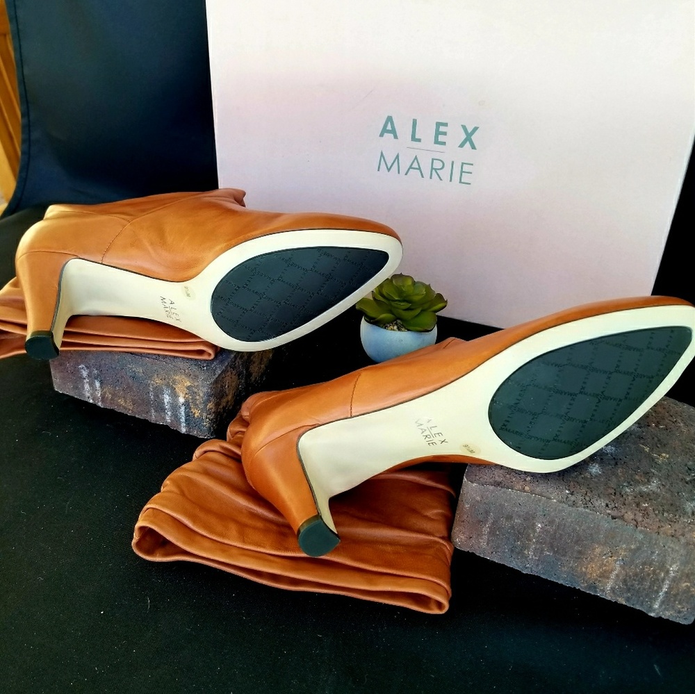 NIB Alex Marie Tan Leather Slouch Boots Size 9.5M - Picture 7 of 7